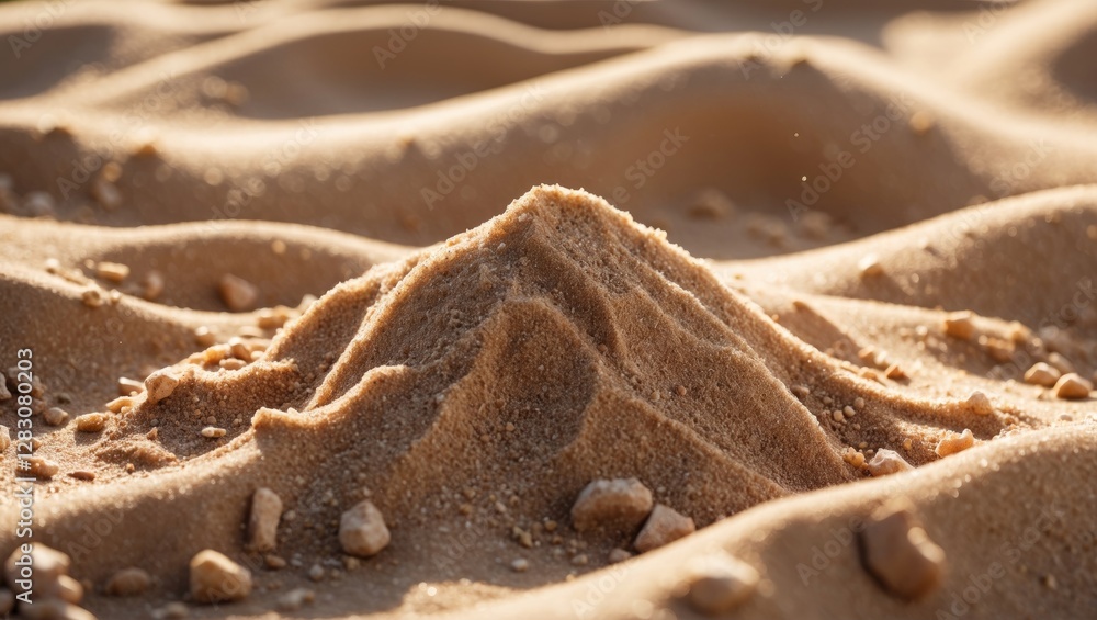 Poster detailed close-up of sand texture with uneven terrain and small pebbles highlighting natural landsca