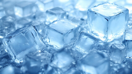 Ice cubes abstract blue background