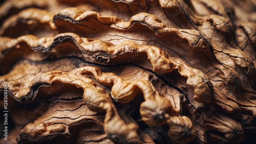 Poster detailed close-up of intricate walnut bark texture showcasing natural patterns and organic lines in 