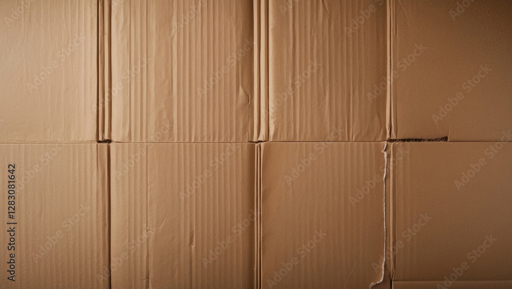 Poster brown cardboard boxes texture background with creases and edges visible in a flat layout.