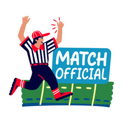 Flat style sticker of a match official