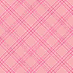 Plaid with twill weave repeat pattern.Checkered tartan gingham seamless pattern in pink.Geometric graphic vector illustration background design for fabric and prints. 