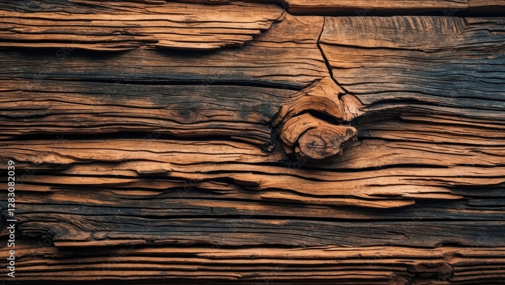 Poster detailed close-up of aged wooden texture showcasing rich grains and knots ideal for backgrounds and 