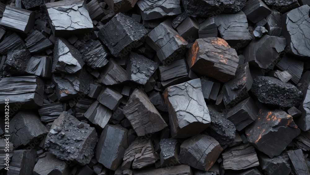 Poster natural coal texture background in various shapes and sizes showcasing its black and brownish-black 