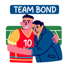 A flat style sticker depicting football team bond