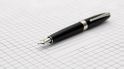 elegant fountain pen on gridded paper for professional writing and sketching