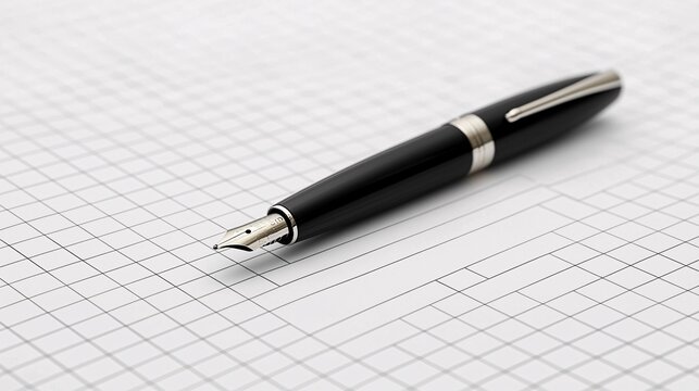 elegant fountain pen on gridded paper for professional writing and sketching