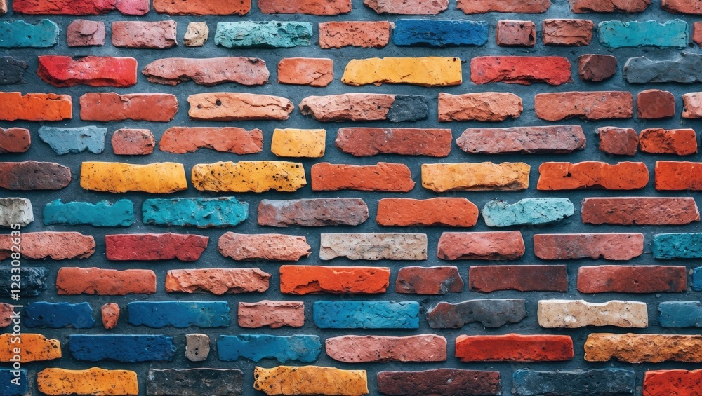 Poster vibrant colored brick wall texture suitable for background design or artistic projects