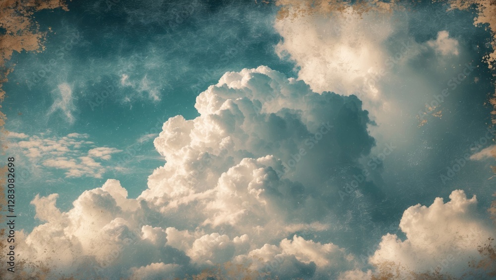 Aufkleber Grunge textured clouds and sky in soft focus creating an abstract nature background ideal for postcards and artistic designs.