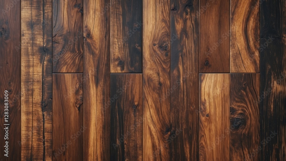 Poster wooden floor texture with dark brown and black tones in a seamless pattern suitable for backgrounds 