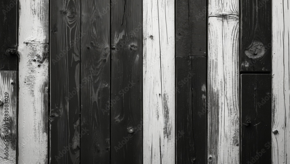 Poster black and white wooden texture background with a closeup view highlighting the natural grain and rus