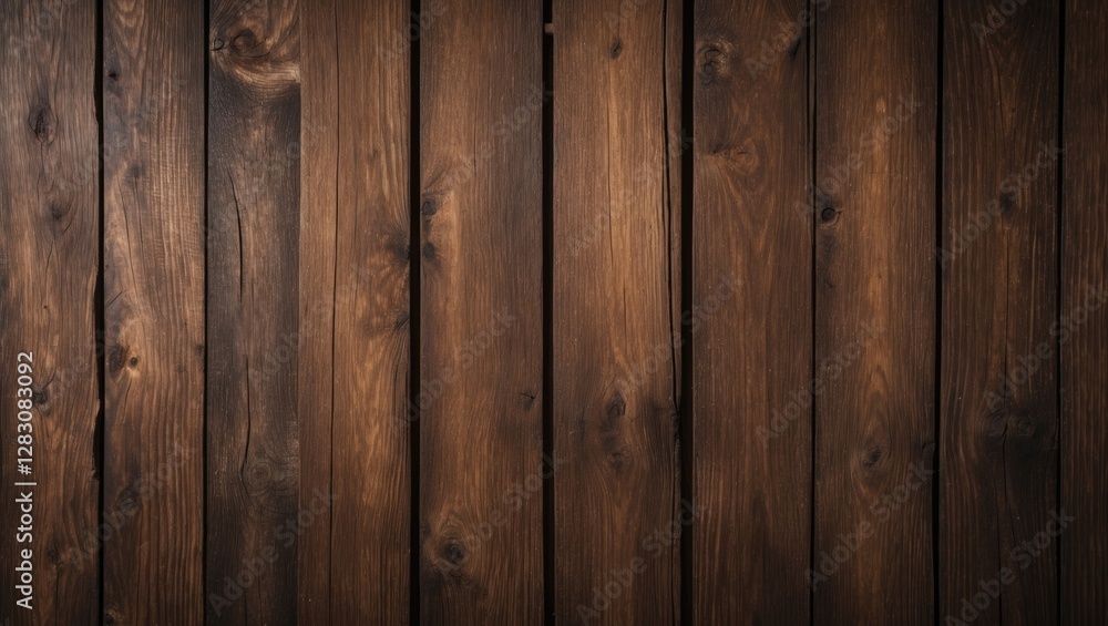 Poster brown wooden wall texture with vertical planks displaying natural grain patterns and varying tones o
