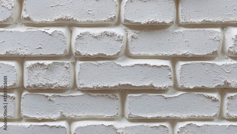 Poster textured close-up of white spackle brick wall showcasing the surface details and patterns of modern 