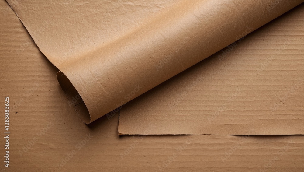 Poster brown textured paper with curled edges placed over a flat surface displaying different shades and su