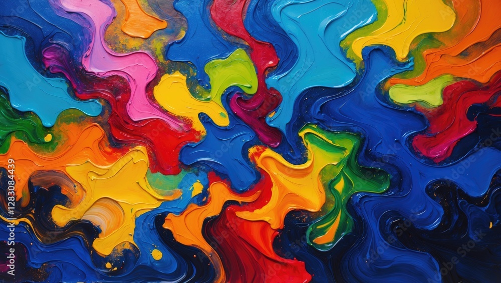 Aufkleber Vibrant abstract oil painting with swirling colors creating a dynamic textured canvas ideal for artistic backgrounds and design projects.