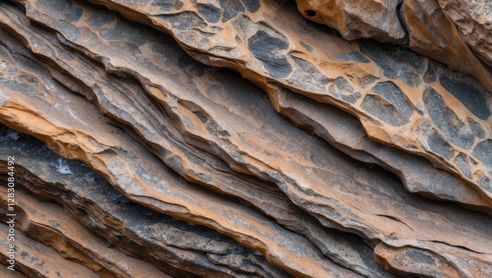 Poster intricate textures and patterns on a weathered rock surface showcasing natural erosion in earthy ton