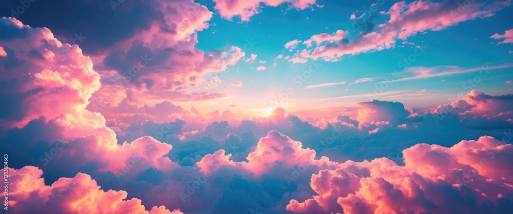 Aufkleber Dreamy pastel clouds at sunset creating a serene background with ample space for text and design elements in a tranquil sky setting.