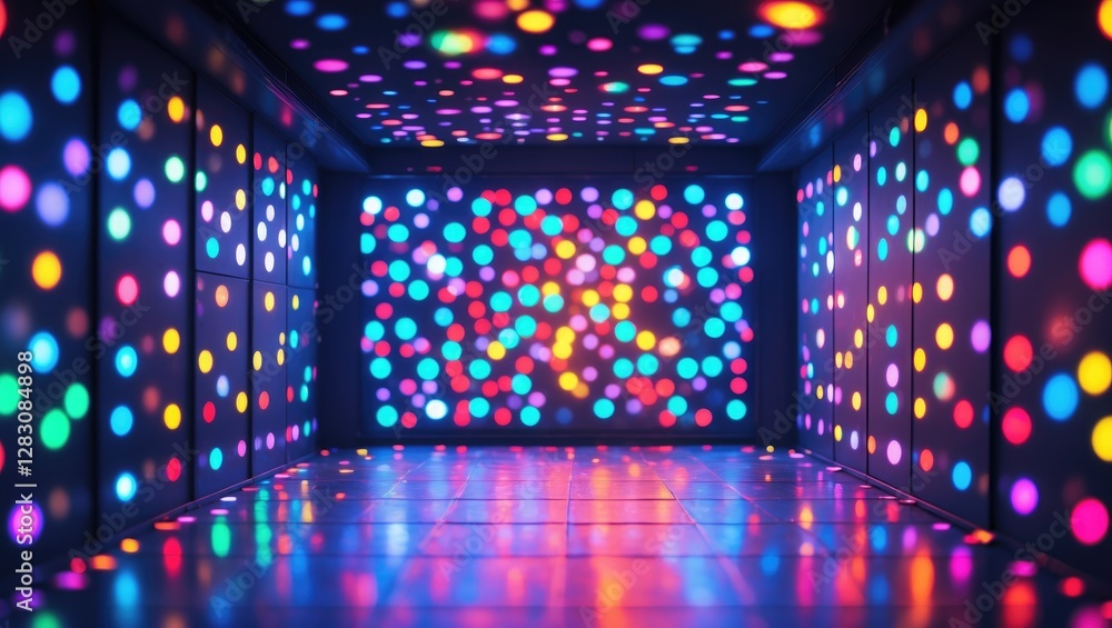 Poster Vibrant Colorful Bokeh Background with Disco Lights Creating an Energetic Atmosphere for Celebrations and Events