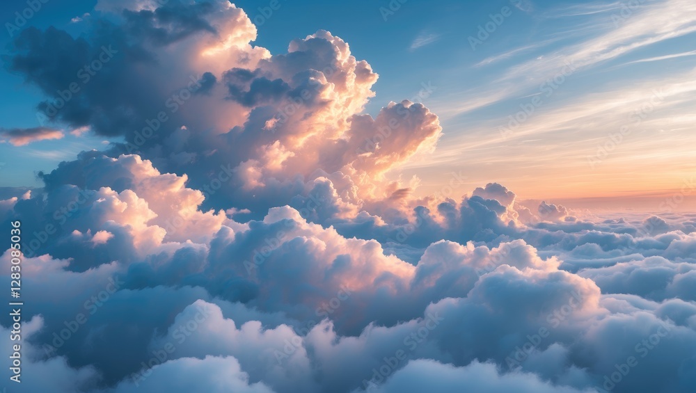Poster vibrant abstract clouds at sunrise creating a serene and dreamy sky landscape for use in backgrounds
