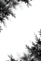 Obraz premium Majestic trees framing a serene white sky in monochrome tones