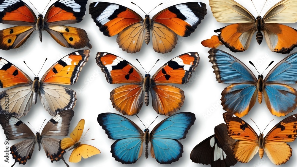 Poster collage of diverse butterfly species showcasing vibrant colors and intricate patterns ideal for natu