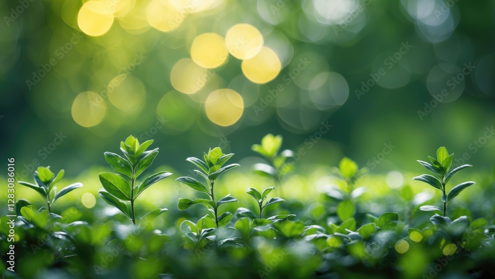 Poster green foliage with shallow depth of field and soft bokeh effect in a natural outdoor setting during 