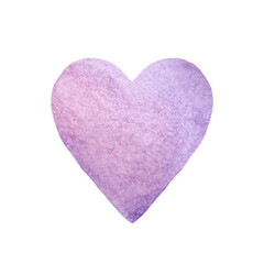 Pink purple watercolor heart isolated on white background. Watercolor design element.