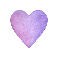 Pink purple watercolor heart isolated on white background. Watercolor design element.