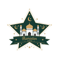 Obraz premium Ramadan Kareem Mosque icon with Star
