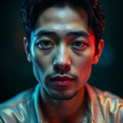 Asian Man with Serious Facial Expression