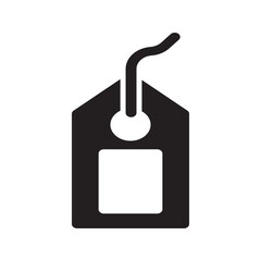 Solid tiny tag icon used for accessories or small items.