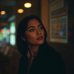 Pretty Young Asian Lady Looking Over Her Shoulder