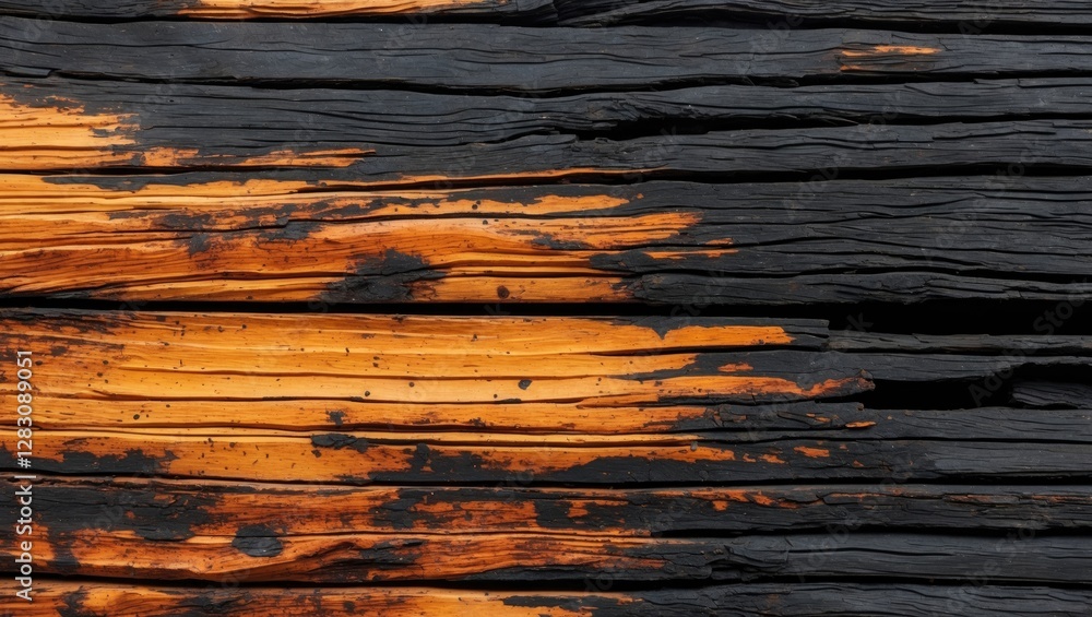 Poster textured black and orange weathered wood surface with visible grain and markings ideal for backgroun