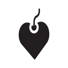 Bold and clean solid icon of a heart-shaped tag, used in shopping or online deals with romantic themes.