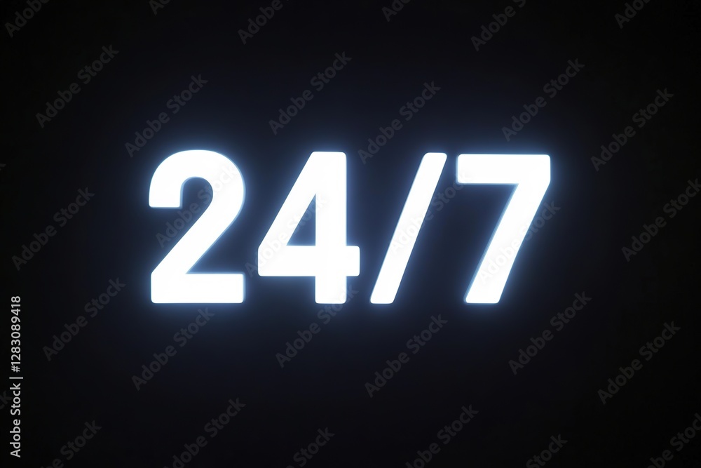 Poster illuminated numbers signify constant availability and accessibil