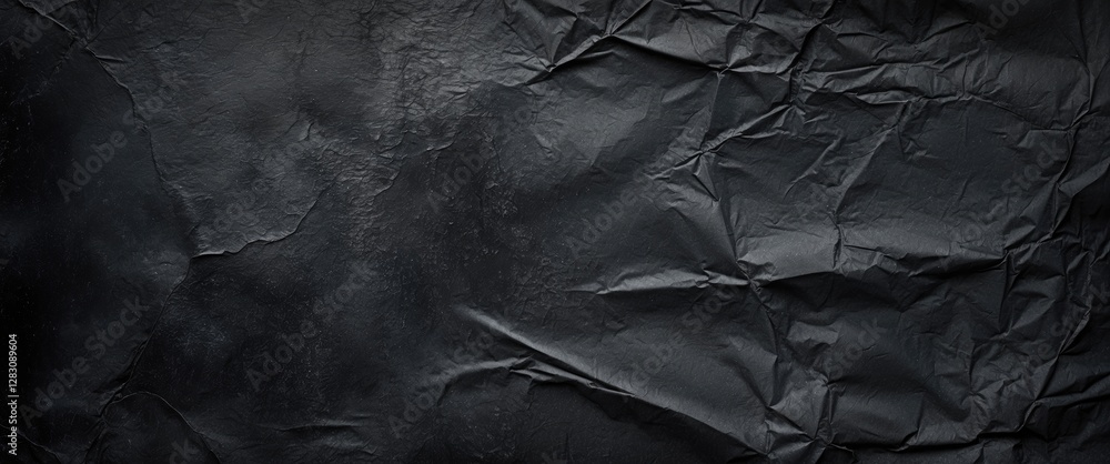 Poster black crumpled paper texture surface background for use in graphic design and artistic projects