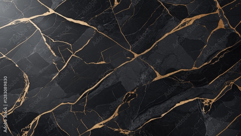 Poster black and gold marble texture background with intricate vein patterns for design and interior applic