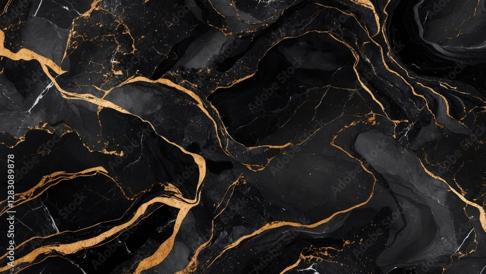Poster black marble texture with gold veins creating an elegant abstract background suitable for design and