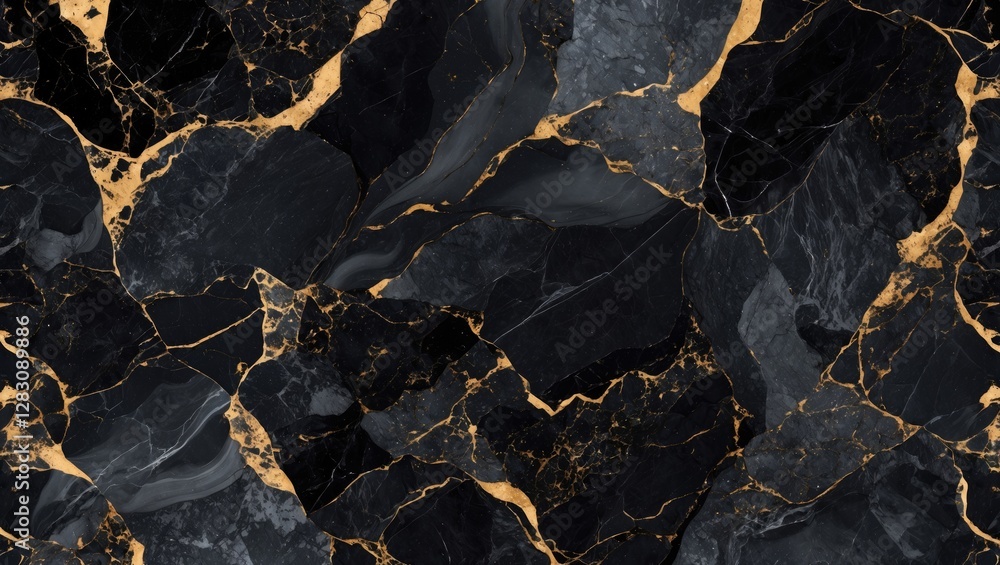 Poster black and gold marbled texture background with intricate patterns and smooth surfaces for elegant de