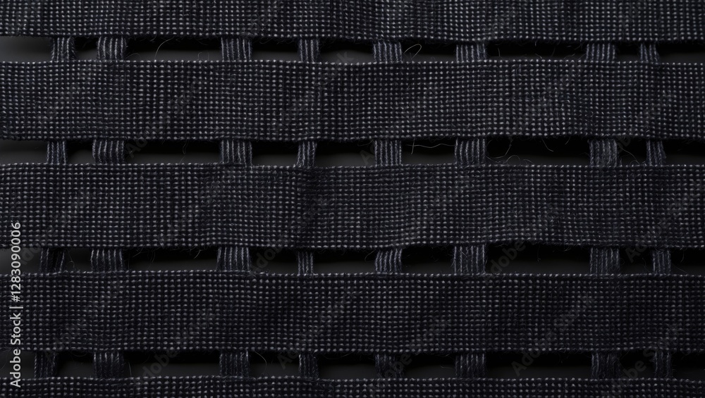 Poster black woven textile pattern with interlacing strips featuring a grid-like design suitable for variou