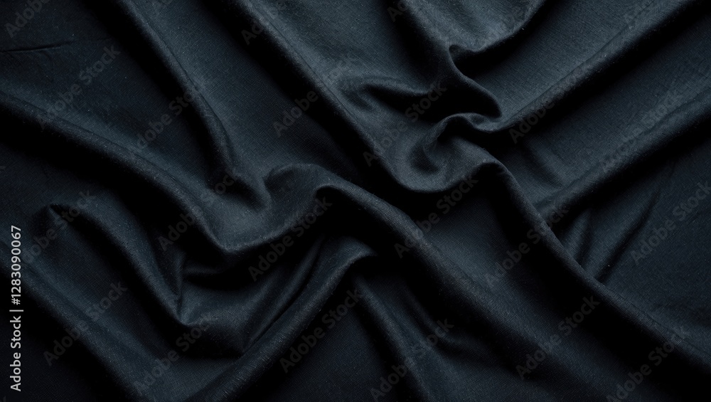 Aufkleber black fabric texture with smooth waves and folds conveying depth and softness for textile background