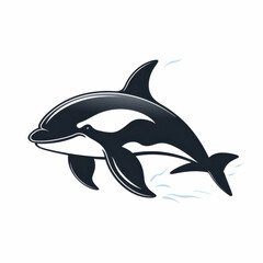 Obraz premium Dolphin silhouette swimming gracefully in ocean, showcasing elegance and freedom