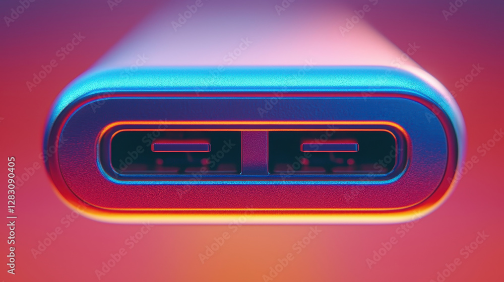 Poster close-up view of sleek usb type-c connector showcasing modern design and fine details