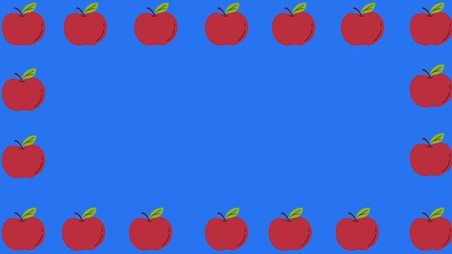 Apples frame design on blue screen.