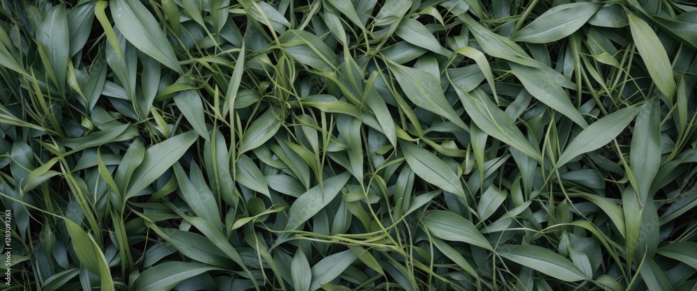 Aufkleber green leafy background texture with various shapes and sizes of leaves arranged densely, ideal for o