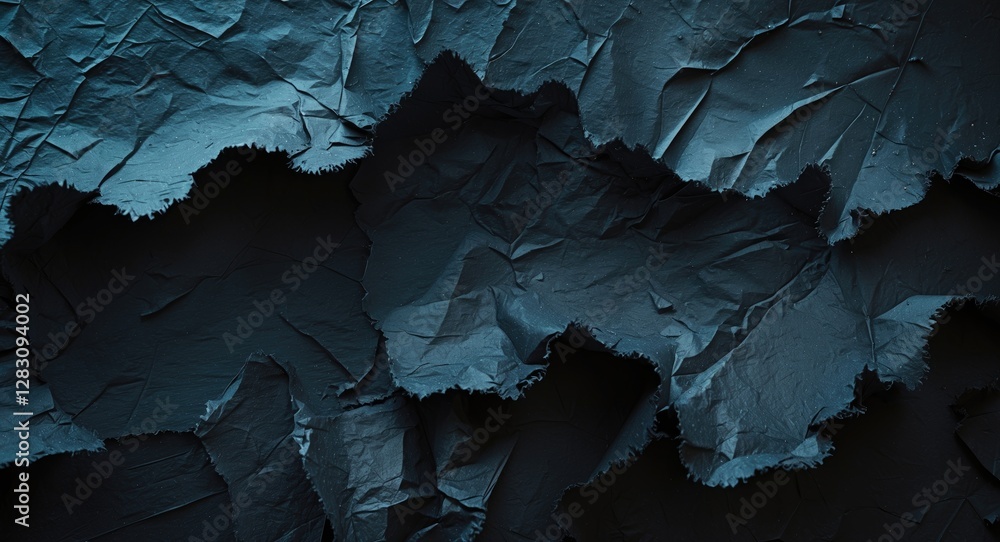 Poster crumpled dark black paper texture background for creative design and abstract applications