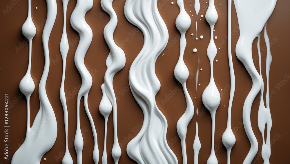 Poster abstract liquid paint textures flowing on a brown surface creating a dynamic visual contrast and flu