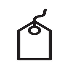 Line icon of a tag with a barcode, representing modern retail pricing.