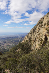 The mountain panorama opening from the hiking path to Puig Ca Campana, Finestrat, Spain  