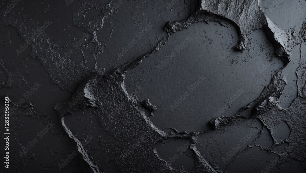 Poster artistic black textured background featuring dark plaster with intricate details ideal for design pr